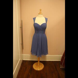 Short Blue Chiffon Dress Keyhole Back Size 12